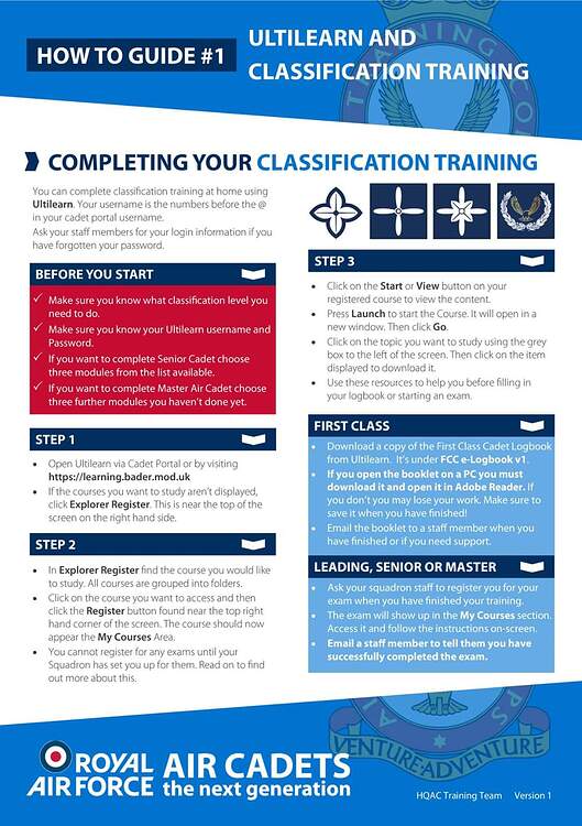 First Class Cadet Training at Home - Ask the Staff - Air Cadet Central